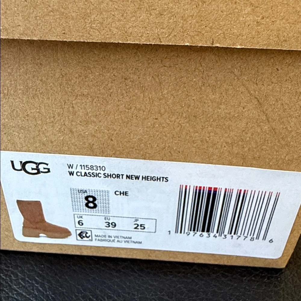 UGG Classic Short New Heights Women's Size 8 Chestnut Platform Boots NIB - Picture 6 of 6